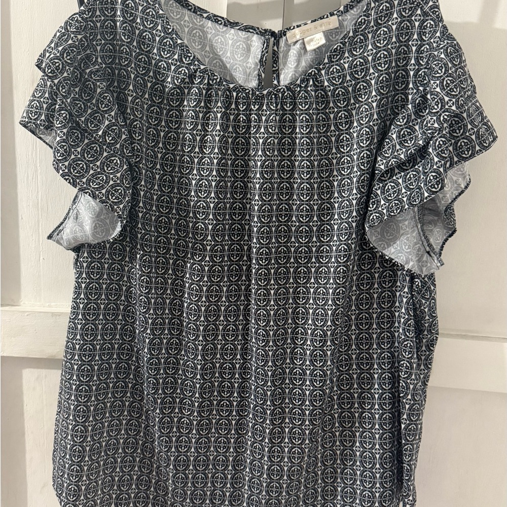 Cooper & Ella Black and White Geometric Blouse